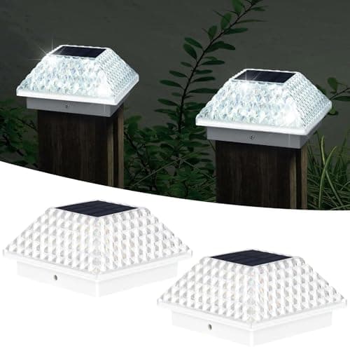 Greenfields Solar Post Cap Lights – IP44 Waterproof, Solar-Powered LED Outdoor Post Caps with Mounting Adaptor for 3.5"x3.5" & 4"x4" Posts, Automatic Dusk-On, Warm Ambient Lighting