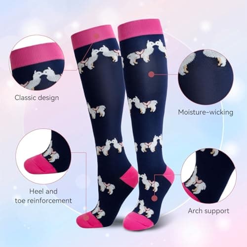 Compression Socks for Women & Men 6 Pairs 20-30 mmHg Travel Flight Socks — view 4