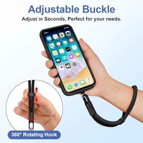 Wanme Phone Hand Wrist Strap Lanyard with Tether Tabs, for Camera, Key, Headphone (Black + Pink + Starlight) — view 2