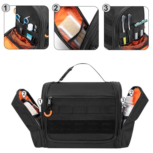 Prokva Travel Toiletry Bag for Men, Tactical Hanging Dopp Kit, Black — view 3