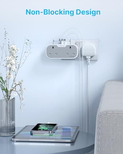 VINTAR Double Plug Adapter, Plug Extension Socket with 2 USB 1 USB C Ports — view 4