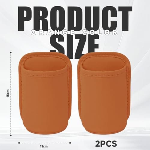Auroriel 2 Pieces Car Cup Holders, Back Seat Clip, Large Cup and Bottle Holder, Multifunctional Door Pocket, Storage Organizer, Orange PU Leather — view 2