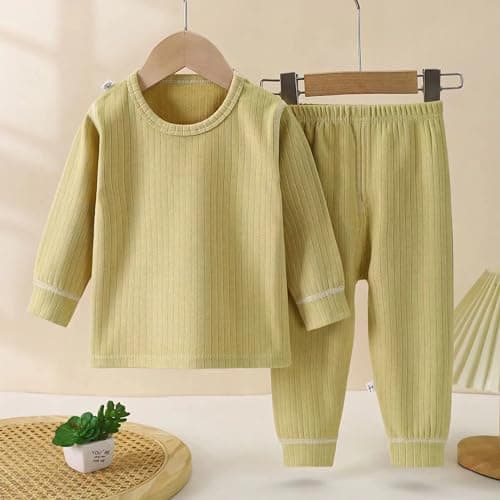Hikewin Kids Thermal Underwear Long Johns Set Toddler Little Boys Girls Pajamas Warm Base Layer Set Yellow 4-5Years — view 2
