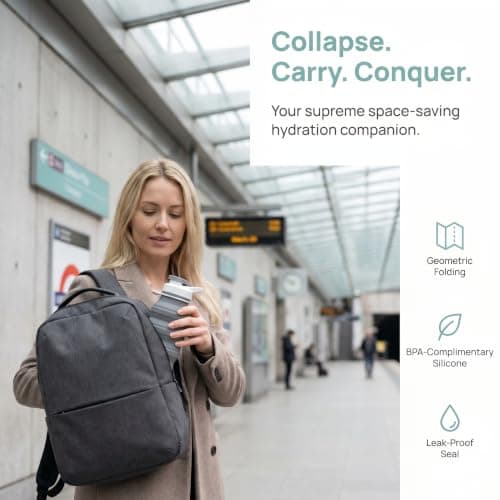 Collapsible Water Bottle, 620 ml Foldable Water Bottle 22 x 7.5 cm — view 3