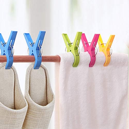 URAQT Beach Towel Clips, 8 Pcs Large Laundry Clip Towel Pegs, Bright Color Plastic Quilt Clips for Sunbeds, Sun Loungers, Pool Chairs, Laundry — view 5