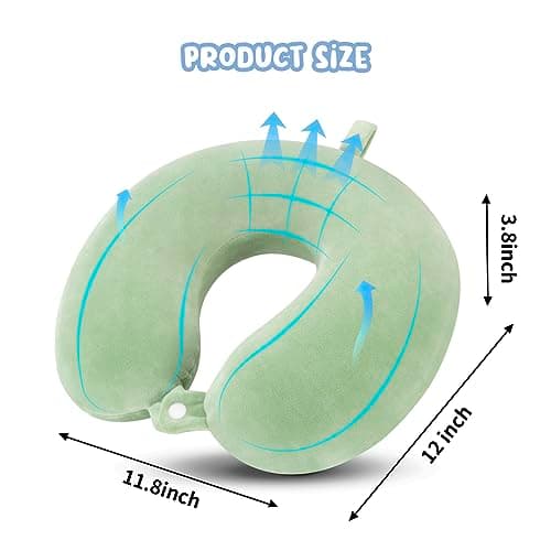 WENGX Travel Pillow Neck Pillow Memory Foam Travel Pillows Head Support Cushion for Airplane Train Car Office Travel Essential Flight Pillows for a Long Hauls Sleeping Rest (Green) — view 2