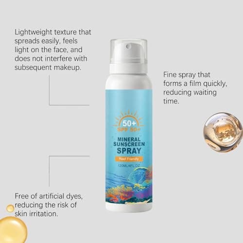 Mineral Sunscreen Spray SPF 50+, Broad Spectrum UVA/UVB Protection, Lightweight Non-Greasy, Travel Size Sunscreen for Face & Body, Water & Sweat Resistant (1 pc) — view 4