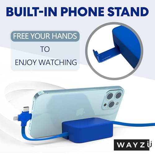 Wayzu® 3-in-1 Retractable Charging Cable with Phone Stand – Fast Multi USB Charger Lead for iPhone, USB-C & Micro USB, Tangle-Free Travel Cable, Compact Universal Charging Cord for Home, Car & Travel — view 3