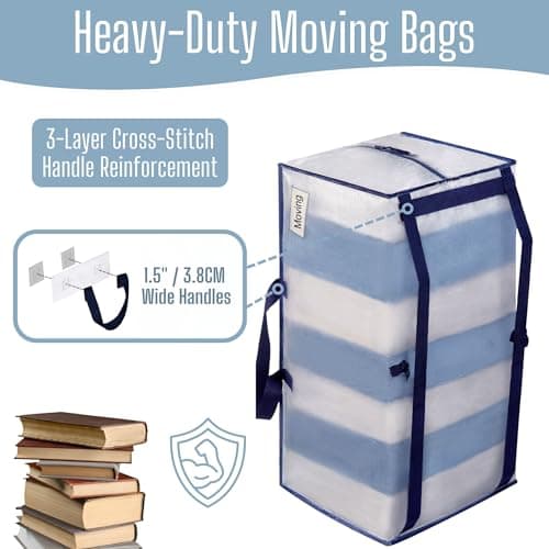 VENO 10 Pack Heavy-Duty Extra Large Moving Bags W/Backpack Straps, Moving House Essentials, Strong Handles & Zips, Clothes Storage, Packing, Laundry Bags, Reusable and Sustainable (Clear, 10 Pack) — view 3
