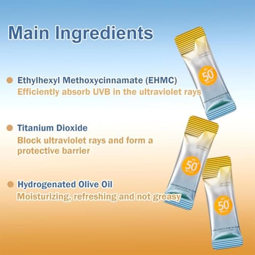 50 Pcs Mini Sunscreen Travel Size, Mini Sun Cream Multipack, Sunscreen SPF 50+, for Outdoor, Travel & Daily Use — view 2