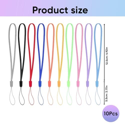 Mobile Phone Wrist Strap Lanyard - 10 Pack Short Nylon Hand Wrist Straps — view 2