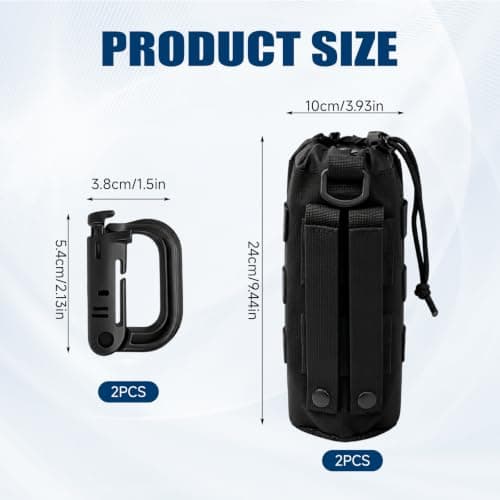 2 Pcs Water Bottle Holder, for Molle Water Bottle Pouch & 2 Carabiner — view 2