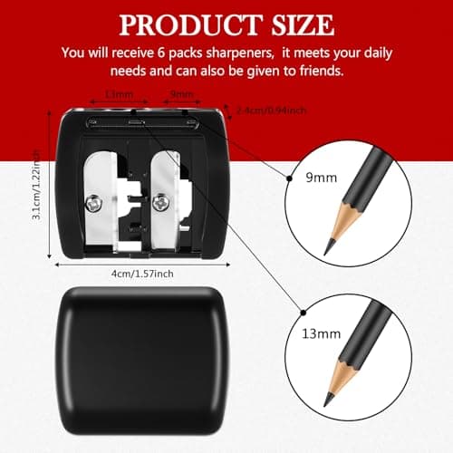 Faccito 6 Pack Makeup Pencil Sharpener with Cover, Lip Liner Cosmetic Eyeliner Pencil Sharpener, Double Hole Points Manual Tools for Eyeliner Lipliner, Multi Colors — view 2