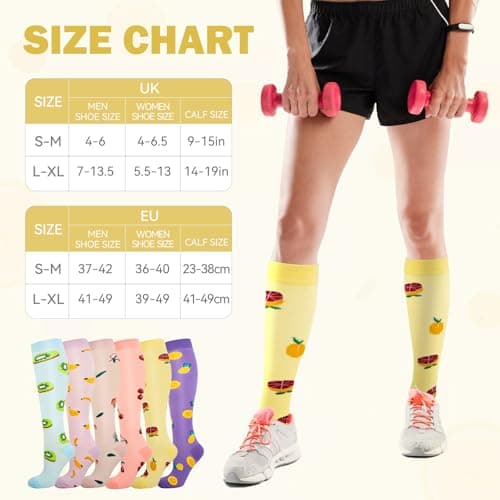 Compression Socks for Women & Men 6 Pairs 20-30 mmHg Travel Flight Socks — view 2