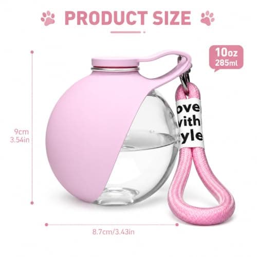 Dog Water Bottle, Portable Pink Plastic Pet Water Dispenser — view 2