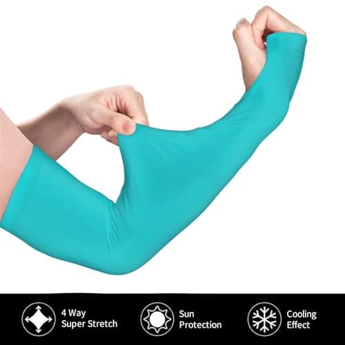 ZSUUGJ Teal Turquoise Uv Protection Cooling Arm Sleeves For Men & Women – Lightweight, Breathable Compression Arm Covers For Running, Cycling, Golf & Outdoor Activities — view 3