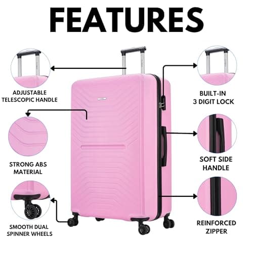FLYMAX 24" Medium Suitcase 4 Wheel Lightweight Luggage Hard Shell ABS Travel Case Hold Check in Fits 15kg - 20kg Medium Size + 3 Digit Lock + Telescopic Handle 69 Litre Capacity — view 2