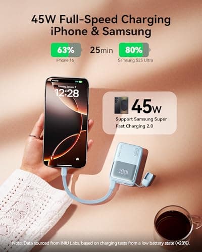 INIU Power Bank, Ultra Mini 10000mAh 45W Fast Charging Phone Battery Pack — view 3