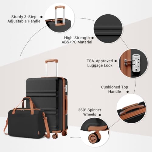 Kono 2 PCS Luggage Set 55x40x20cm Suitcase & 40x30x20cm Ryanair Cabin Bag — view 4