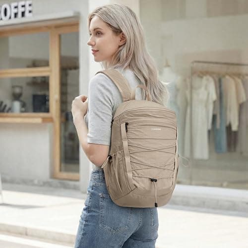 G4Free 20L Small Backpack Rucksack for Women Men, Lightweight Hiking Backpack for Walking Travel, Daypack with Drawstring (Khaki) — view 6