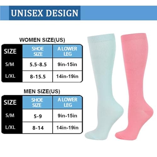 Cheeroyal 2 Pairs Compression Socks for Women Men Circulation-Best Support for Nurses,Running,Athletic,Travel (UK, Alpha, S, L, Regular, Regular, S-M, Purple) — view 3