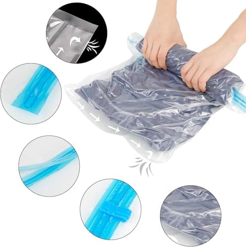 QH7 Roll-up Storage Bags, 10 Pack Travel Compression Bags (5 Medium + 5 Large), No Pump or Vacuum Needed, Reusable Space Saver Bags,Perfect for traveling(5(60x40) cm 5(50x35) cm) — view 5