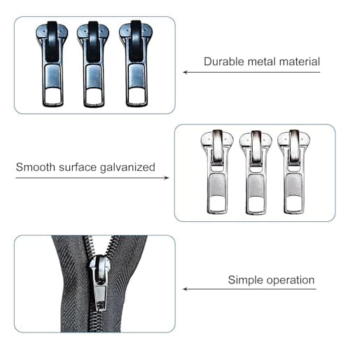 Zip Repair Kit 39Pcs,Zipper Repair Kit,Zipper Pull Replacement Set for #5 — view 3