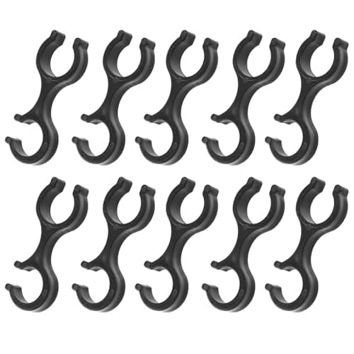 10 PCS Trekking Pole Clips Sturdy Hiking Pole Clips Walking Stick Holder Double Rod Buckle Connector Walking Stick Accessories for Outdoor Hiking Camping(Black)