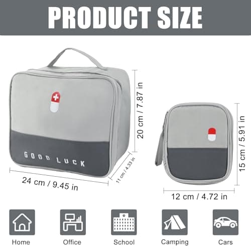 2 Pack Empty First Aid Bags, Waterproof Oxford Medical Storage Pouches — view 2