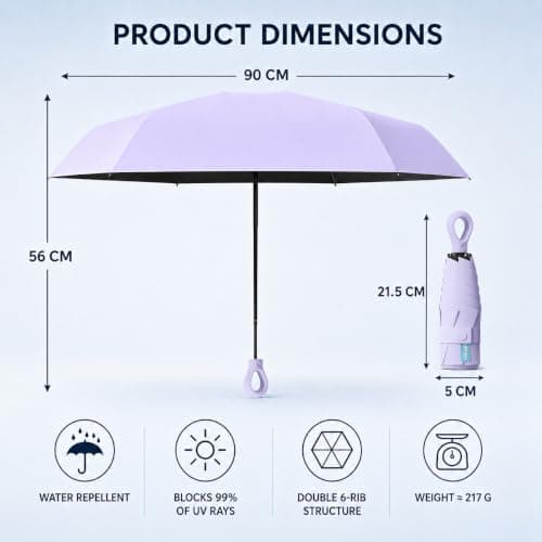 Mini Travel Sun Umbrella with Ring Handle UPF 50+ UV Protection，Yellow — view 3