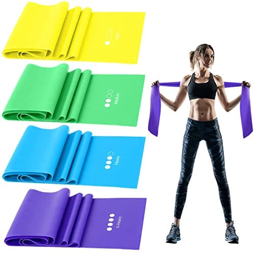 GIEMIT Resistance Bands Set,TPE Elastic Bands with 4 Resistance Levels (Light to X-Heavy),Exercise Bands for Recovery, Physical Therapy,Fitness,Yoga,Pilates,Rehab,Strength Training