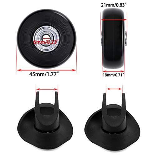IGNPION 4 Wheels Suitcase Spare Wheels Repair Bearings Luggage Suitcase 45x18mm Black Fashion, black, Fashion — view 3