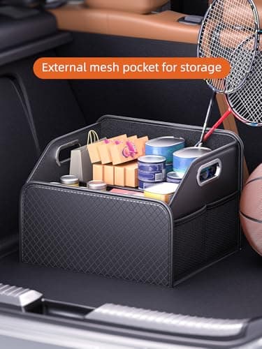 Qirc PU Leather Car Boot Organiser, Foldable Boot Storage Tidy Box for SUVs — view 6