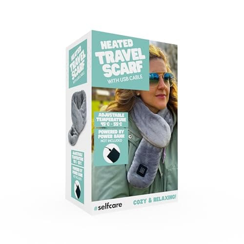WELL BEING #Selfcare Adjustable Heated Fleece Travel Scarf USB Powered Three Levels of Heat — view 3
