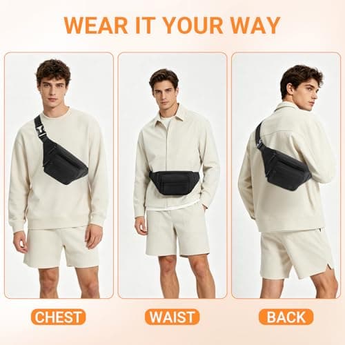 YINKIGI Black Bum Bag, Waterproof Bumbags for Ladies & Men with Card Holder — view 4