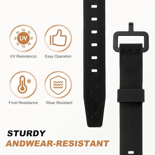 LOUMEVITA 4 Pcs Silicone Tie Down Strap, 35cm / 14 inch Versatile Wear Resistant Silicone Securing Strap with Black Metal Buckle for Luggage Binding Outdoor Equipment Sorting,Black — view 4