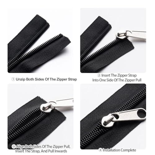 8 PCS Zipper Repair Kit Spare Zipper Pull 4 Sizes Instant for #3#5#8#10 Zip Puller Replacement Set Black and Silver Multipack Removable for Purse Clothes Jeans Suitcase Luggage Backpacks Fixing — view 5