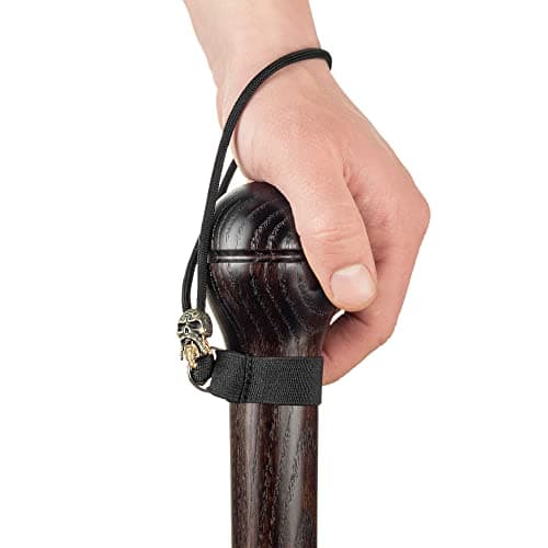 Asterom Handmade Walking Stick for Men - Solid Hardwood Carved Cane with Unique Paracord Skull Strap (Nutcracker) — view 4
