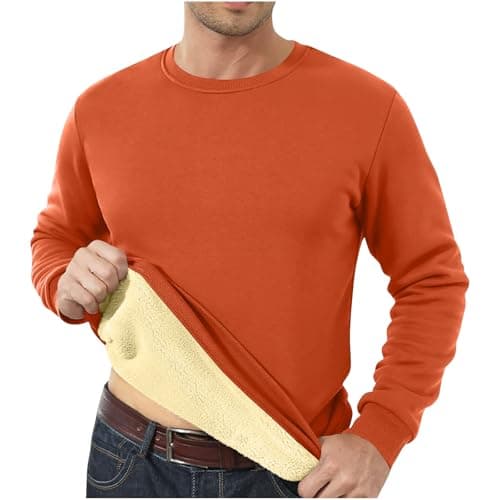 QIANCOME Thermal Sweatshirt Mens-Casual Jumpers for Men UK Fleece Lined