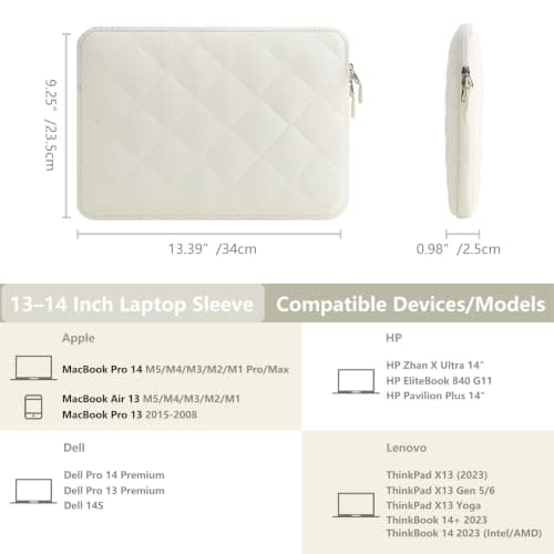 13 13.3 14 Inch Laptop Sleeve Protective Case Compatible with MacBook Air 13 M1 M2 M3 M4 M5/MacBook Pro 13/14/Neo A18/ for 14 inch HP/Lenovo/Dell/Acer/Notebook Chromebook, Beige — view 6
