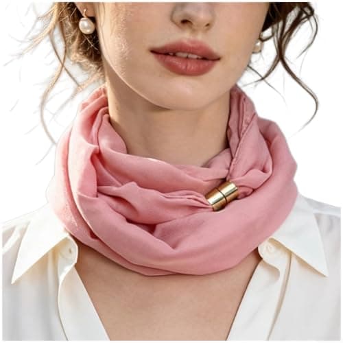 2 Pack Women Lightweight Scarf Solid Color Magnetic Neck Wrap Shawl — view 6