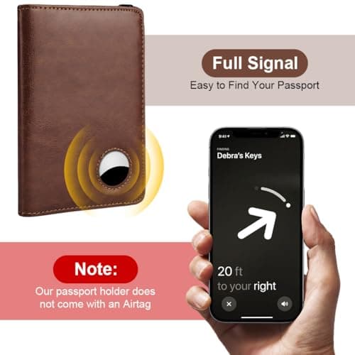 AOOSU Airtag Wallet Passport Holder Cover, PU Leather Passport Cover with RFID Blocking Travel Wallet, Portable Universal Travel Wallets Case Organiser for Money, Boarding Passes, Credit Cards Brown — view 5