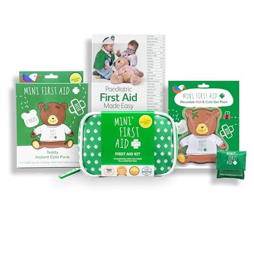 Mini First Aid Kit Super Safety Bundle - 90pc Travel First Aid Kit for Home or Car, Reusable Hot & Cold Compress, CPR Mask Keyring, 2 Instant Cold Packs, for Babies & Kids As Seen on Dragons’ Den
