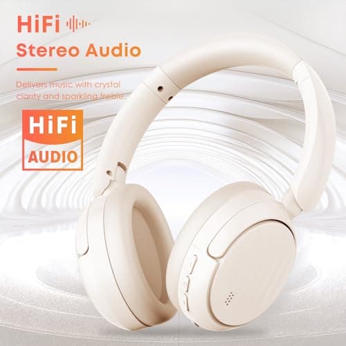 MMWOWARTS Bluetooth Headphones with Active Noise Cancelling (ANC), Wireless Over Ear Bluetooth Headsets with 35H Playtime, HiFi Stereo Foldable Headphones with Foam Ear Cups for Sports, Travel — view 3