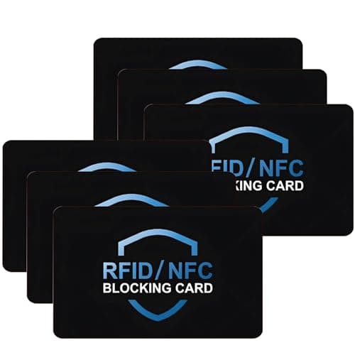 SiHuiTu RFID Blocking Card 6 Pack, Credit Card Protector, Anti-Theft NFC Blocker, Contactless Card Protection Shield for Wallets (Black-Blue)