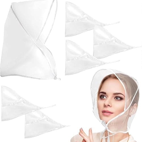 6 Pack Clear Rain Bonnet for Women with Visor, Waterproof Foldable Rain Hat, Transparent Hair Protection Cover, Portable Rain Scarf Hood for Protecting Hairstyles, Travel, Walking & Outdoor Use — view 5