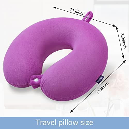 Gosider Travel Pillow Soft U Shape Memory Foam Neck Pillow, Purple — view 3