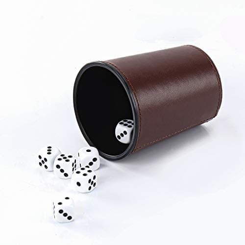 X SIM FITNESSX Leather Dice Cup Set, 6 Dice with Cups + 30 Dot Dices + Exclusive Storage and Transport Case Made of Faux Leather with Magnetic Closure — view 6