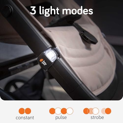 Baby Uma LED Pushchair Lights (4 Pack) - Universal with 3 Light Modes (Constant/Pulse/Strobe), Pram & Bike Lights Front and Back (2 White Headlights & 2 Red Taillights), Clip-On Bike Light Set — view 3