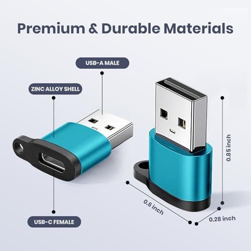 NAVZA 4 Pack USB to USB C Adapter, USB C Female to USB A Male Adapter, USB 3.0 Type C Converter, Compatible with MacBook, iPhone 16/15/14, iPad, Android Phones, Tablet, Laptop & AirPods — view 5